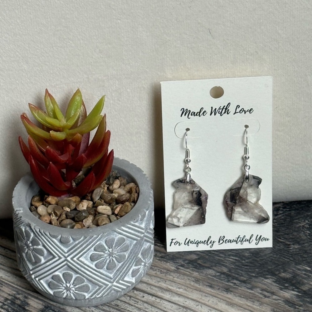 RARE Handcrafted Natural Raw Amethyst Sterling Silver Dangle Earrings